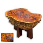 S854 River Red Gum Burl Coffee Table with Sapphire Blue Resin Infills