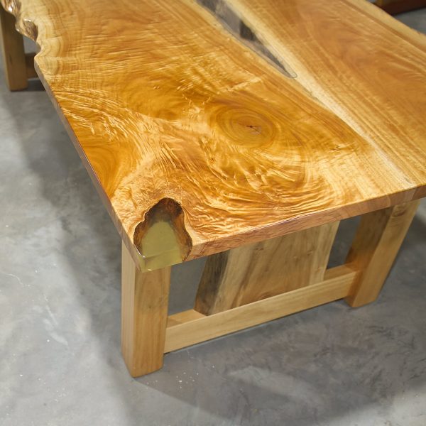Detail of highly figured Queensland Maple timber showing shimmering fiddleback patterns