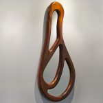 609B Australian Red Cedar Freeform Mirror with Serpentine and Stichtite Inlays