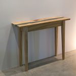 S848 Camphor Laurel Console Table with Transparent Blue and River Pebble Inlay