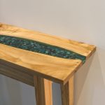 S848 Camphor Laurel Console Table with Transparent Blue and River Pebble Inlay - Image 3