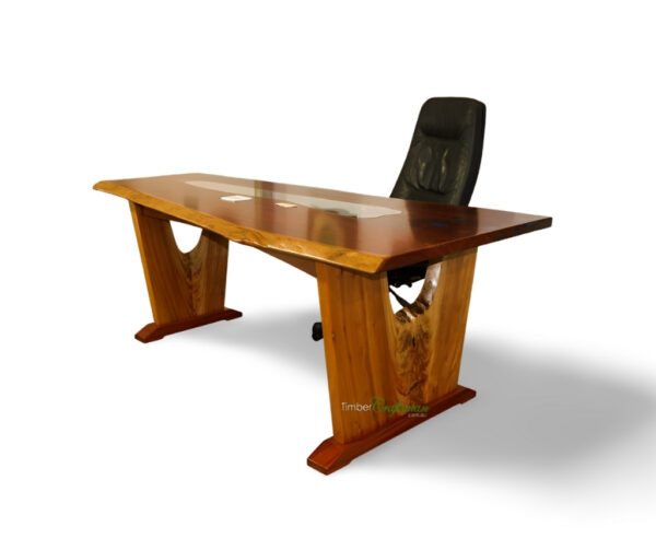 0910 Freeform Red Mahogany and Queensland Maple Desk - Image 3