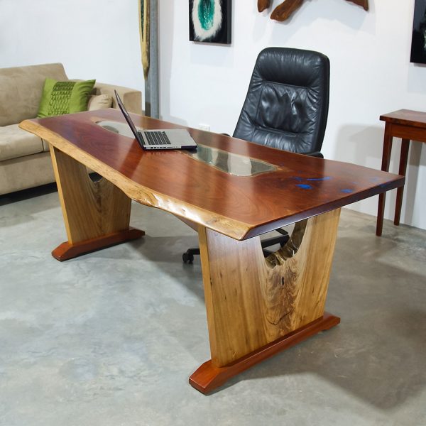0910 Freeform Red Mahogany and Queensland Maple Desk - Image 4