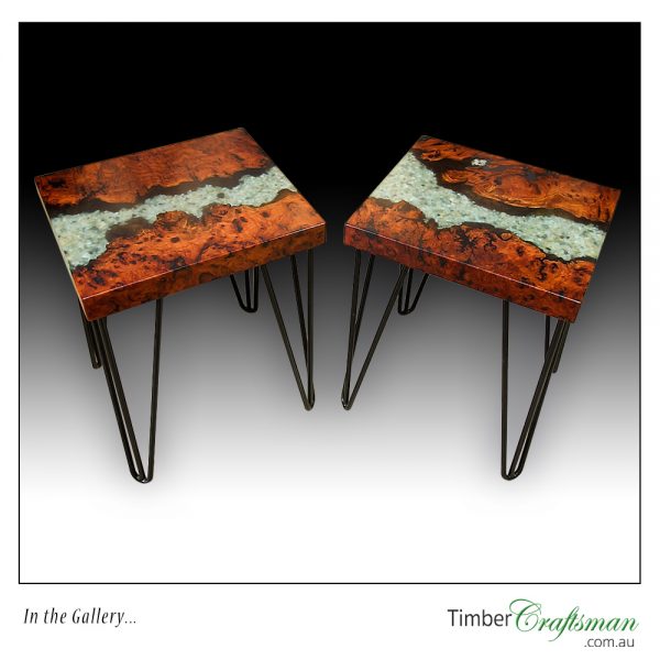 S857B River Red Gum Burl Side Table - Image 2