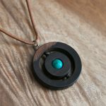 S4033-030 Ebony and Turquoise Spinner Amulet