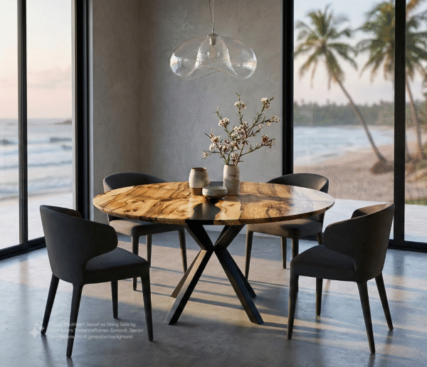 0231 "Sassy" Blackheart Sassafras Round Dining Table - Image 6